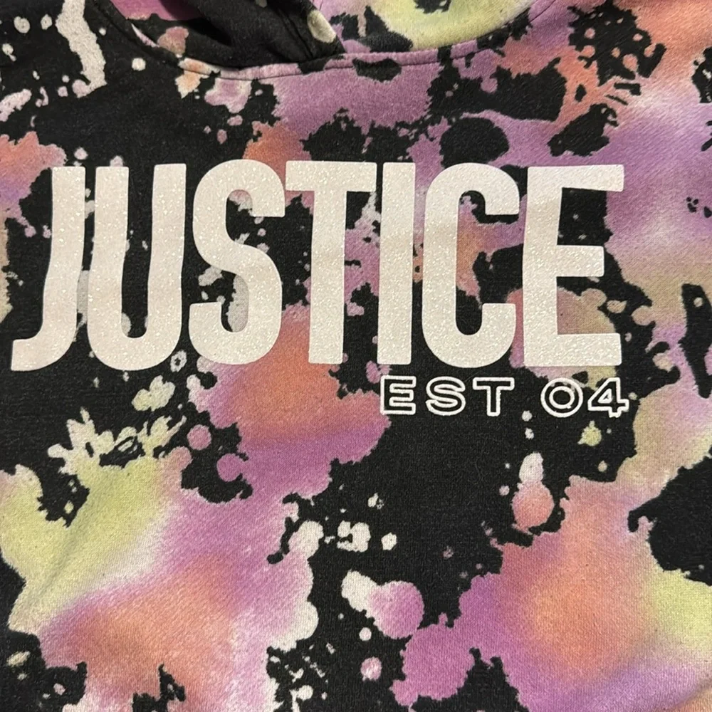 Justice Black and Purple Tie-Dye Hoodie Sweatshirt-size M